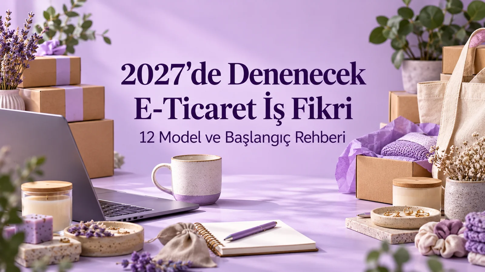 2027'de Denenecek E-Ticaret İş Fikri: 12 Model ve Başlangıç Rehberi 3 2027'de denenecek e-ticaret iş fikri kapağında bilgisayar, kargo kutuları ve el yapımı ürünler