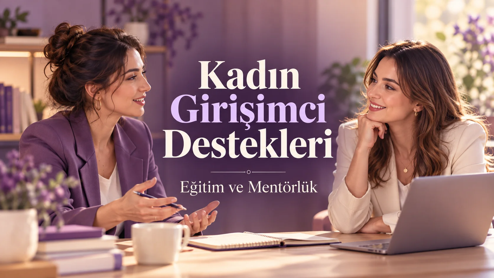 Kadın girişimci destekleri kapsamında eğitim ve mentörlüğü temsil eden iki kadının görüşmesi