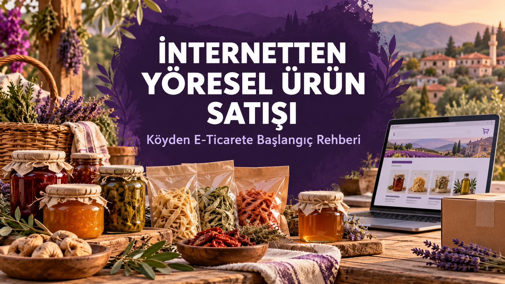 İnternetten yöresel ürün satışı için yerel ürünler, paketleme ve çevrim içi mağaza